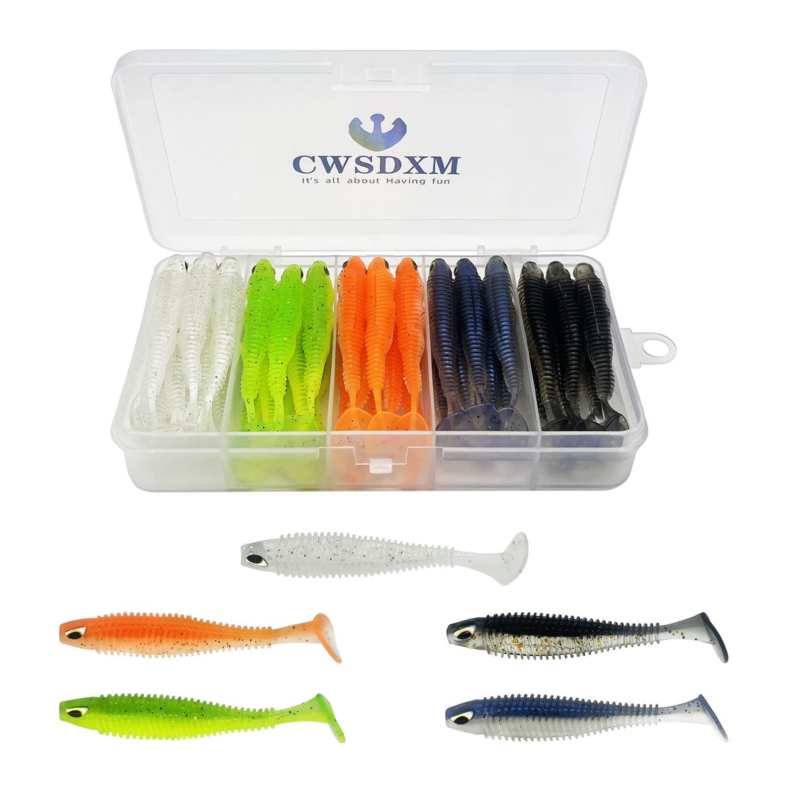 CWSDXM Soft Fishing Lures, 6.5cm/8cm Paddle Tail Swimbaits Soft